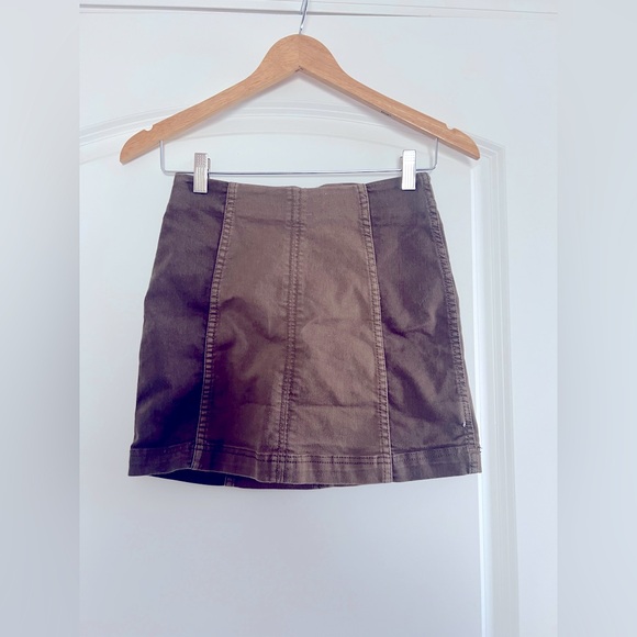 Free People Modern Femme Dual Olive Tone Mini Skirt | Size 0 - Picture 1 of 6